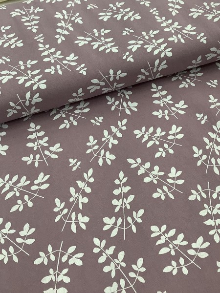 21330 Hemp Cotton Mauve Painted Leaf