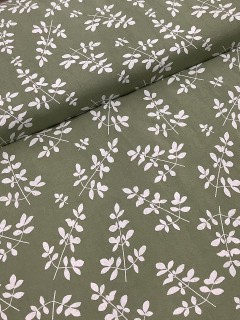 21333 Hemp Cotton Green Painted Leaf 21333 Hemp Cotton Green Painted Leaf