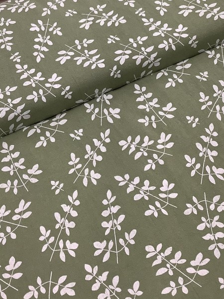 21333 Hemp Cotton Green Painted Leaf
