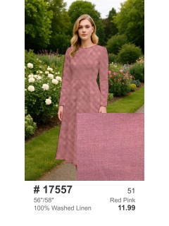 17557 100% Washed Linen Red Pink