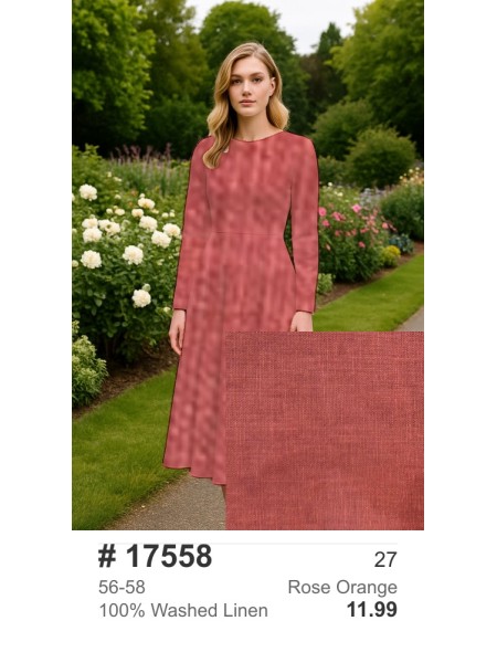 17558 100% Washed Linen Rose Orange