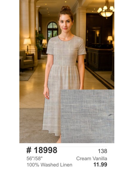 18998 100% Linen Washed Cream Vanilla