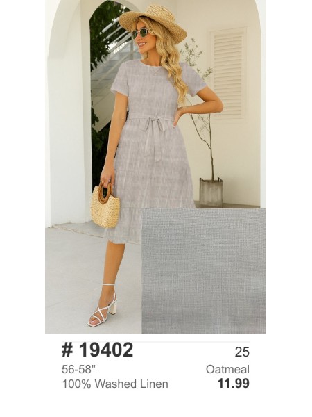 19402 100% Washed Linen Oatmeal