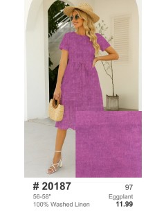 20187 100% Washed linen Eggplant