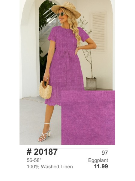 20187 100% Washed linen Eggplant