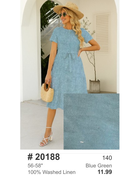 20188 100% Washed Linen Blue Green