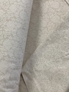 19586 Cotton Linen Natural Floral Scroll Jacquard
