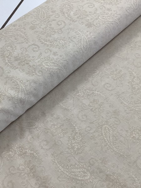 19587 Linen Cotton Natural Paisley Jacquard