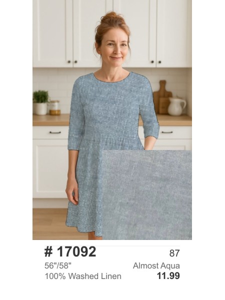 17092 100% Washed Linen Almost Aqua