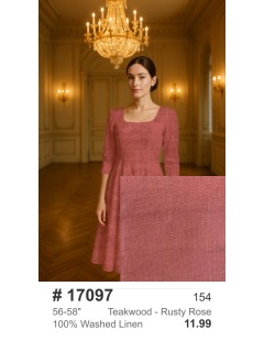 17097 100% Washed Linen Teakwood - Rusty Rose