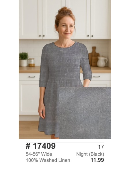 17409 100% Washed Linen Night (Black)