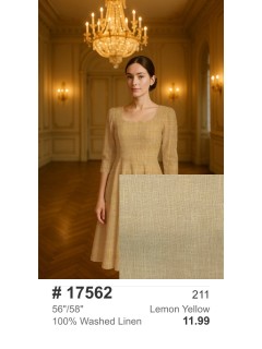 17562 100% Linen Washed Lemon Yellow