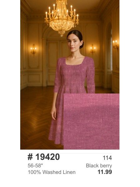 19420 100% Washed Linen Black berry
