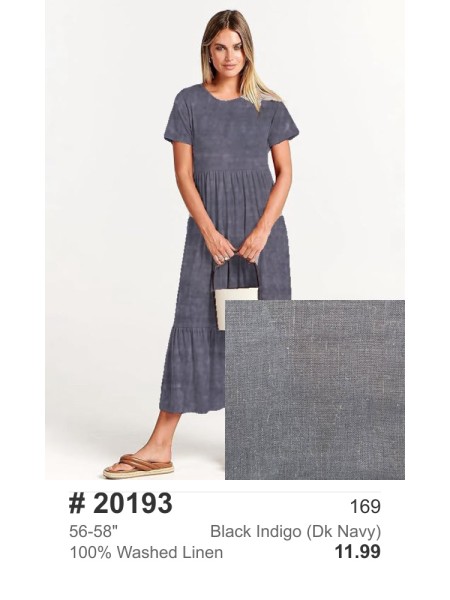 20193 100% Washed Linen Black Indigo (Dk Navy)