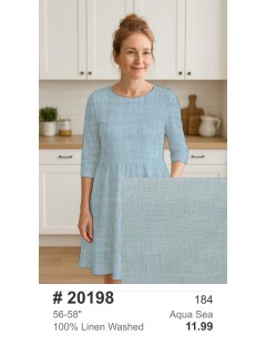 20198 100% Linen Washed Aqua Sea