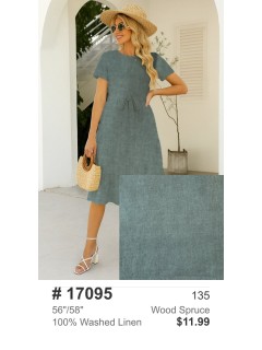 17095 100% Washed Linen Wood Spruce