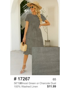 17267 100% Washed Linen Almost Green or Charcole Dust