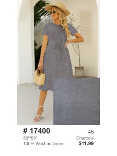 17400 100% Washed Linen Charcole