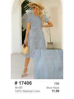 17406 100% Washed Linen Blue Haze