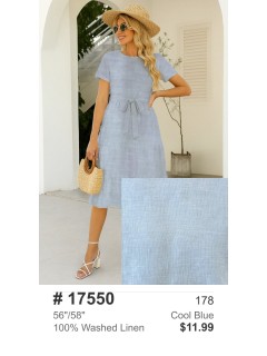 17550 100% Washed Linen Cool Blue