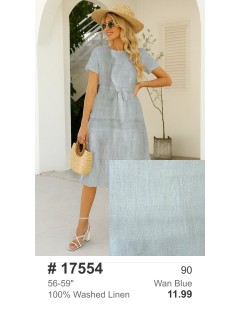 17554 100% Washed Linen Wan Blue