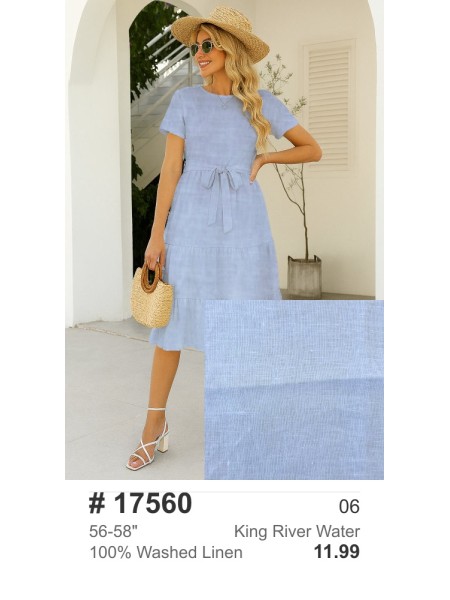17560 100% Washed Linen King River Water