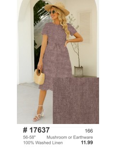 17637 100% Washed Linen Mushroom or Earthware