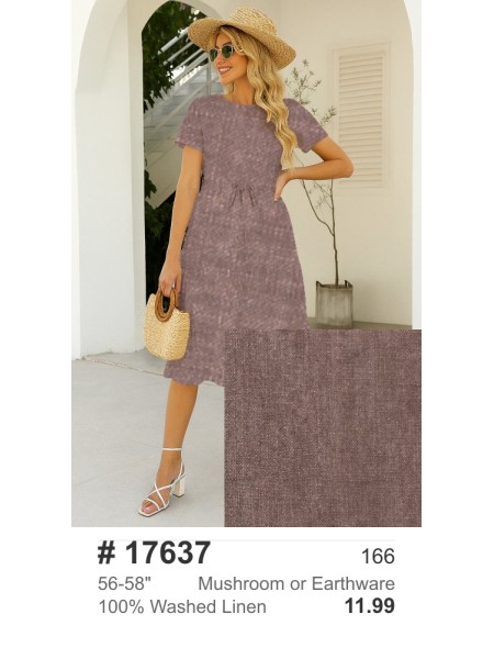 17637 100% Washed Linen Mushroom or Earthware