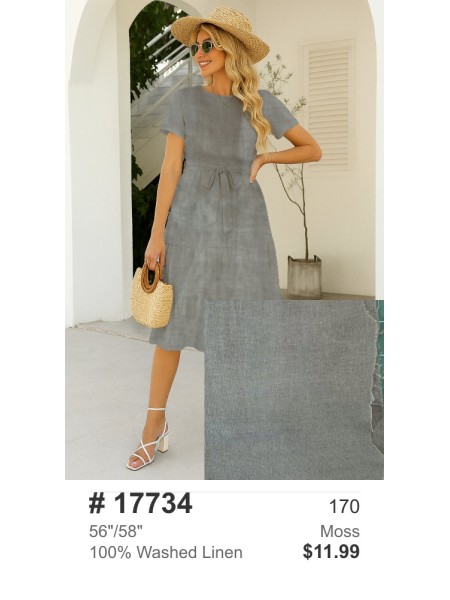 17734 100% Washed Linen Moss