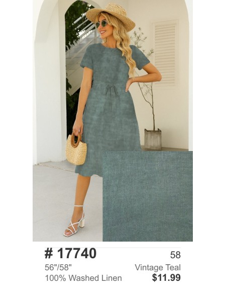 17740 100% Washed Linen Vintage Teal