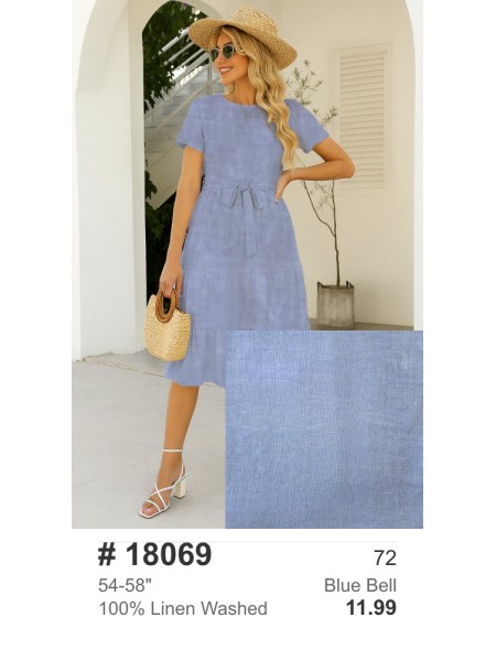 18069 100% Washed Linen Blue Bell