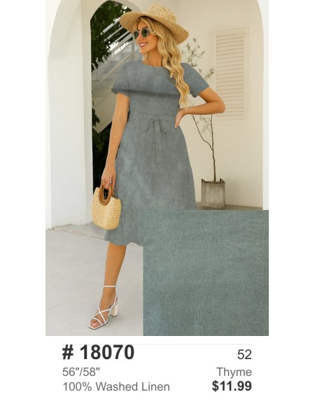 18070 100% Washed Linen Thyme
