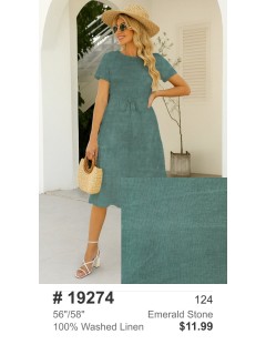 19274 100% Washed Linen Emerald Stone