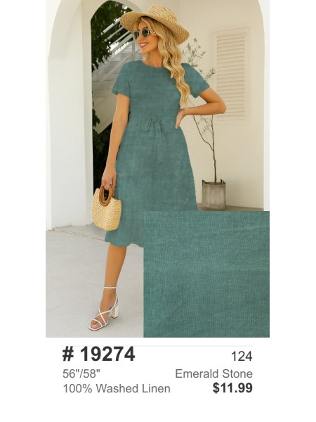 19274 100% Washed Linen Emerald Stone