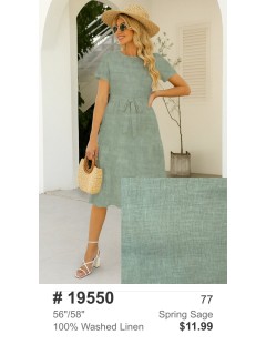 19550 100% Washed Linen Spring Sage