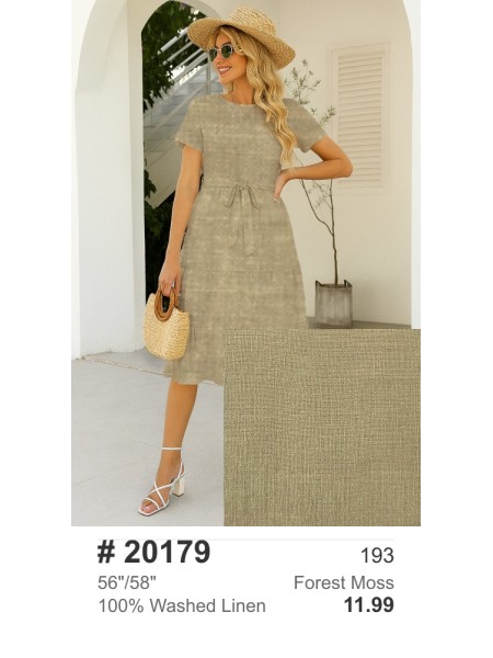 20179 100% Washed Linen Forest Moss