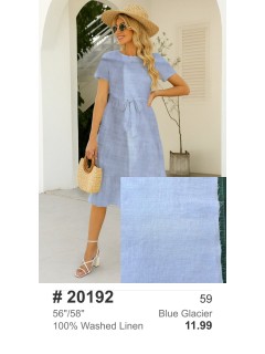 20192 100% Washed Linen Blue Glacier