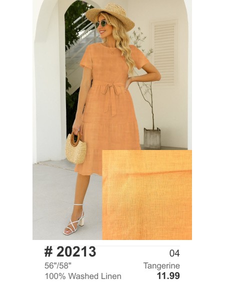 20213 100% Washed Linen Tangerine