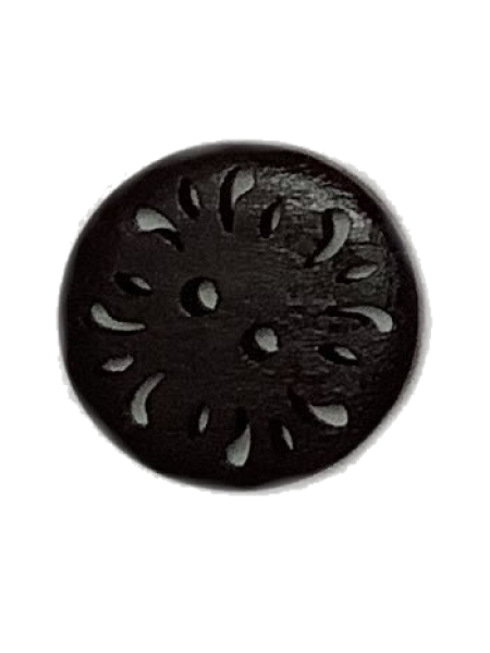 1496 Wooden Button with cutouts Black