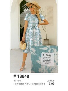 18848 Polyester Knit Blue Floral