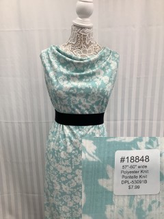 18848 Polyester Knit Pontelle Knit Teal Floral