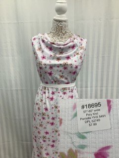 18695 Poly Knit Pontelle YHX 5491 White with Pink Floral