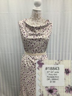 18843 Poly Knit Pontelle Knit Cream Purple Floral